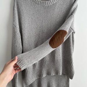 Francescas Light Gray Elbow Patch Sweater XS